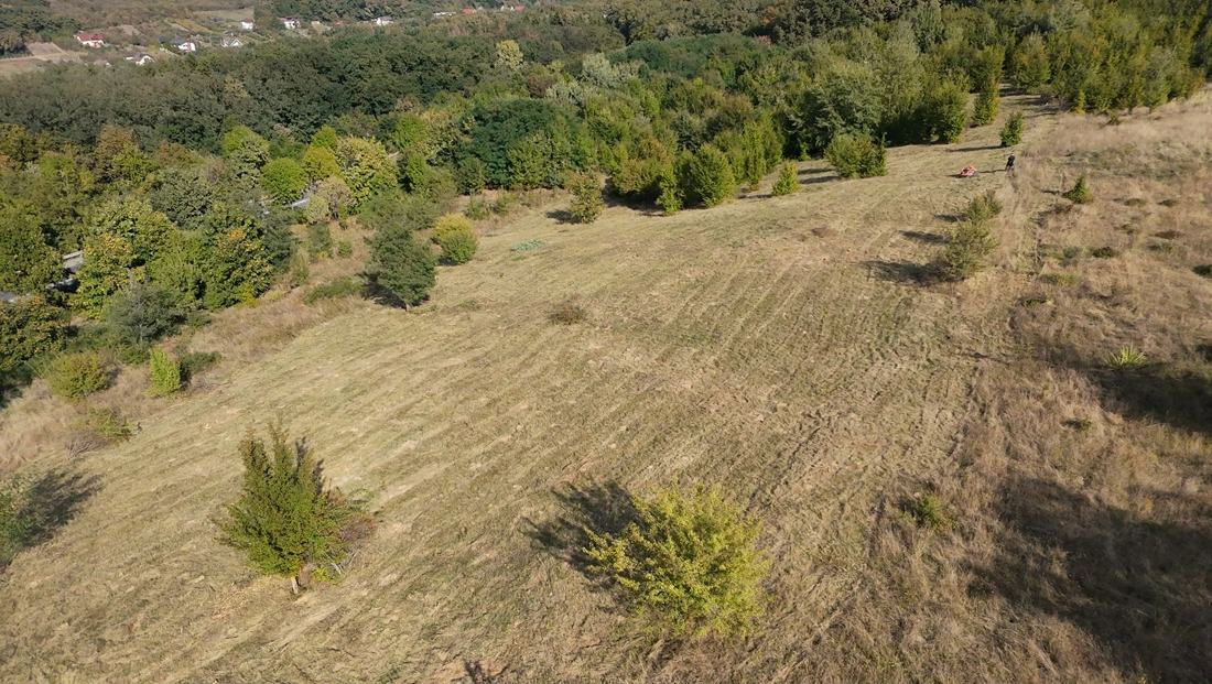 Teren mare curățat, văzut din dronă