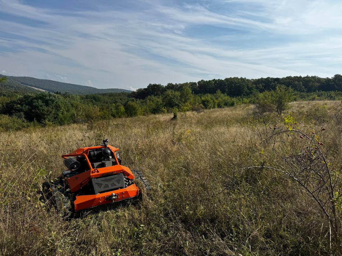 Vegetație înaltă, cu mașina GreenCut la lucru